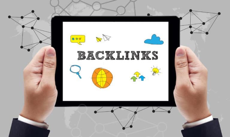 "Backlink" wording displayed on tablet surrounded by various icons