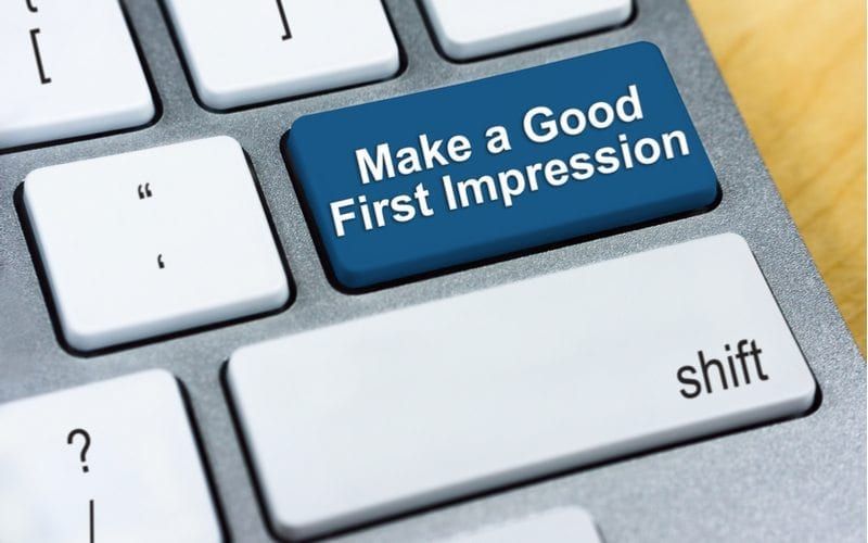 Return Key On A Keyboard With Wording ' Make A Good First Impression'.
