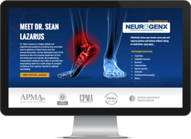 Foot And Ankle Specialty Podiatry Website Screenshot On A Big Monitor