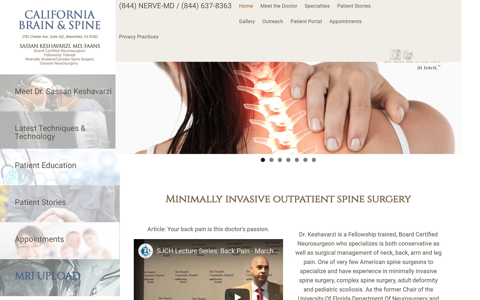 Cabrainandspine.com Screenshot