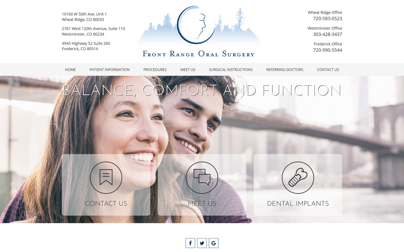 Front range oral surgery .com Screenshot