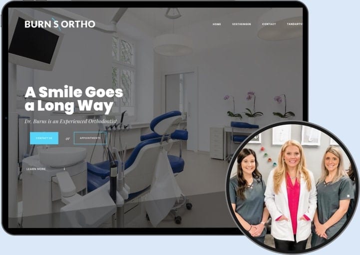 Burns orthodontic website and image collage Dr. Niloo - Oakton Smiles Website o360 client website example testimonial and review