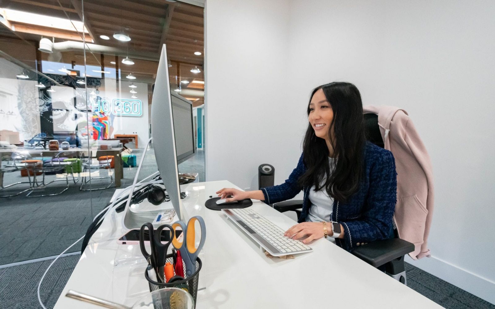 Chandra T. Is Working On Accounts And Statements. Her Office Oversees The Main Open Area Of The O360® Hq.