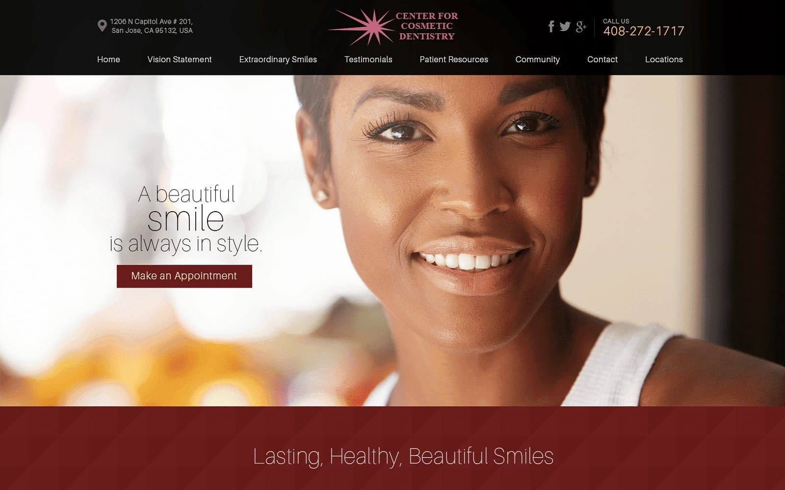 Center For Cosmetic Dentistry Website Screenshot