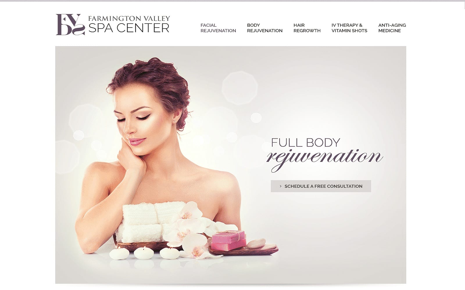 Farmington Valley Dermatology Spa Website Screenshot