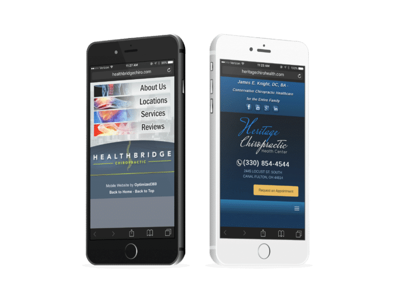 Chiropractic Mobile Websites On Two Phones