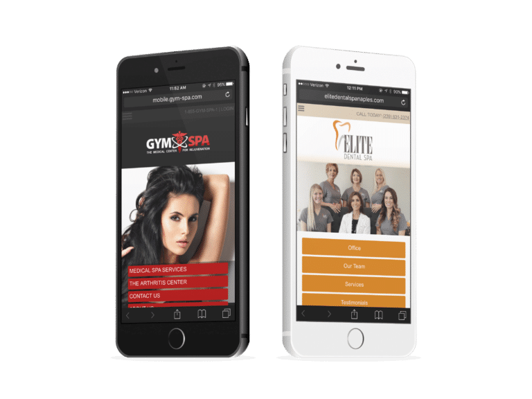 Medical Spa And Dental Spa Mobile Websites On Two Smartphones