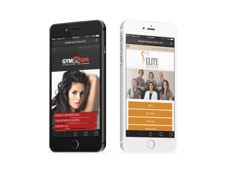 Medical Spa And Dental Spa Mobile Websites On Two Smartphones