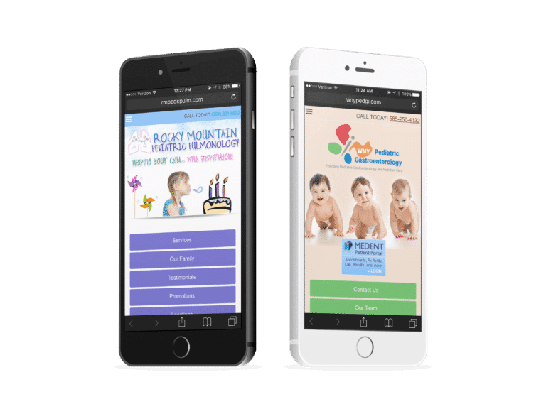 Perdiatrician Mobile Websites Of Two Pediatrics Practice With Kids Images On Them
