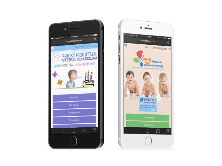 Perdiatrician Mobile Websites Of Two Pediatrics Practice With Kids Images On Them