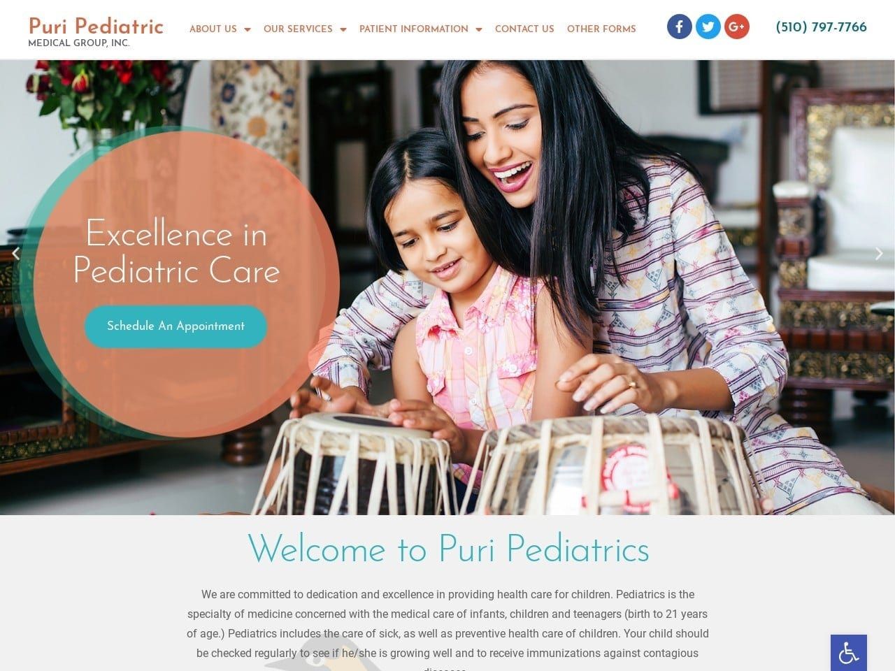 Puri Pediatric Medical Group Website Screenshot From Url Puripeds.com