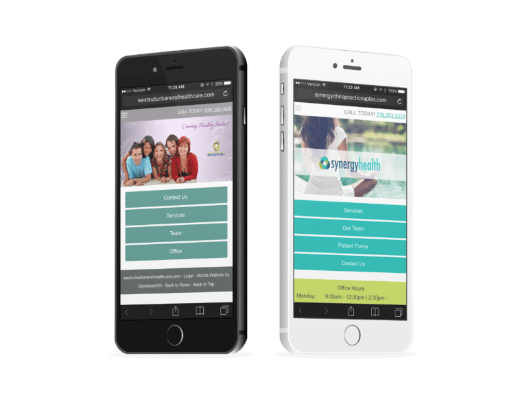 Two Healthcare Mobile Websites On Phones
