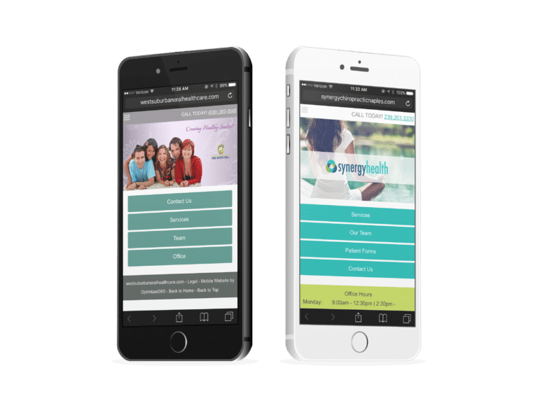 Two Healthcare Mobile Websites On Phones