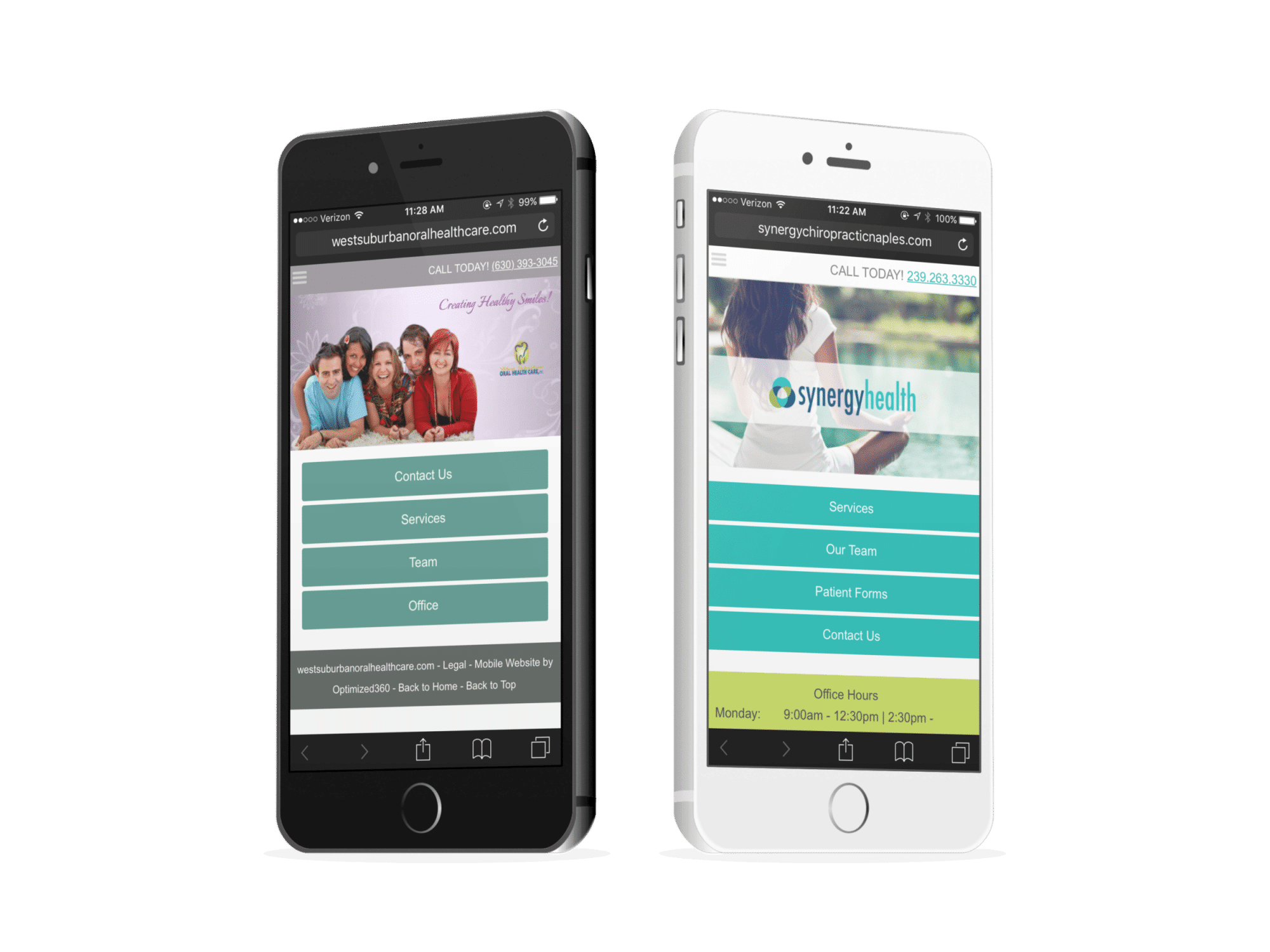 Two Healthcare Mobile Websites On Phones