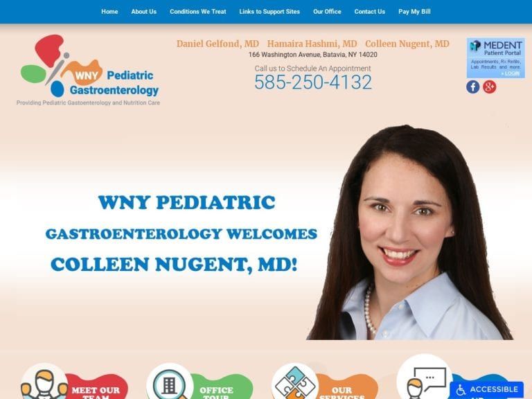 WNY Pediatric Gastroenterology Website Screenshot from url wnypedgi.com