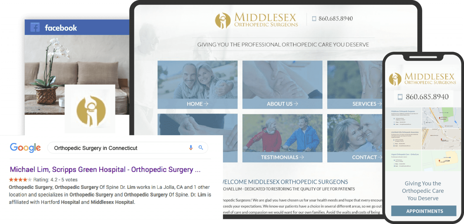 Middlesex Orthopedics Website on Multiple Devices Custom Featured Image