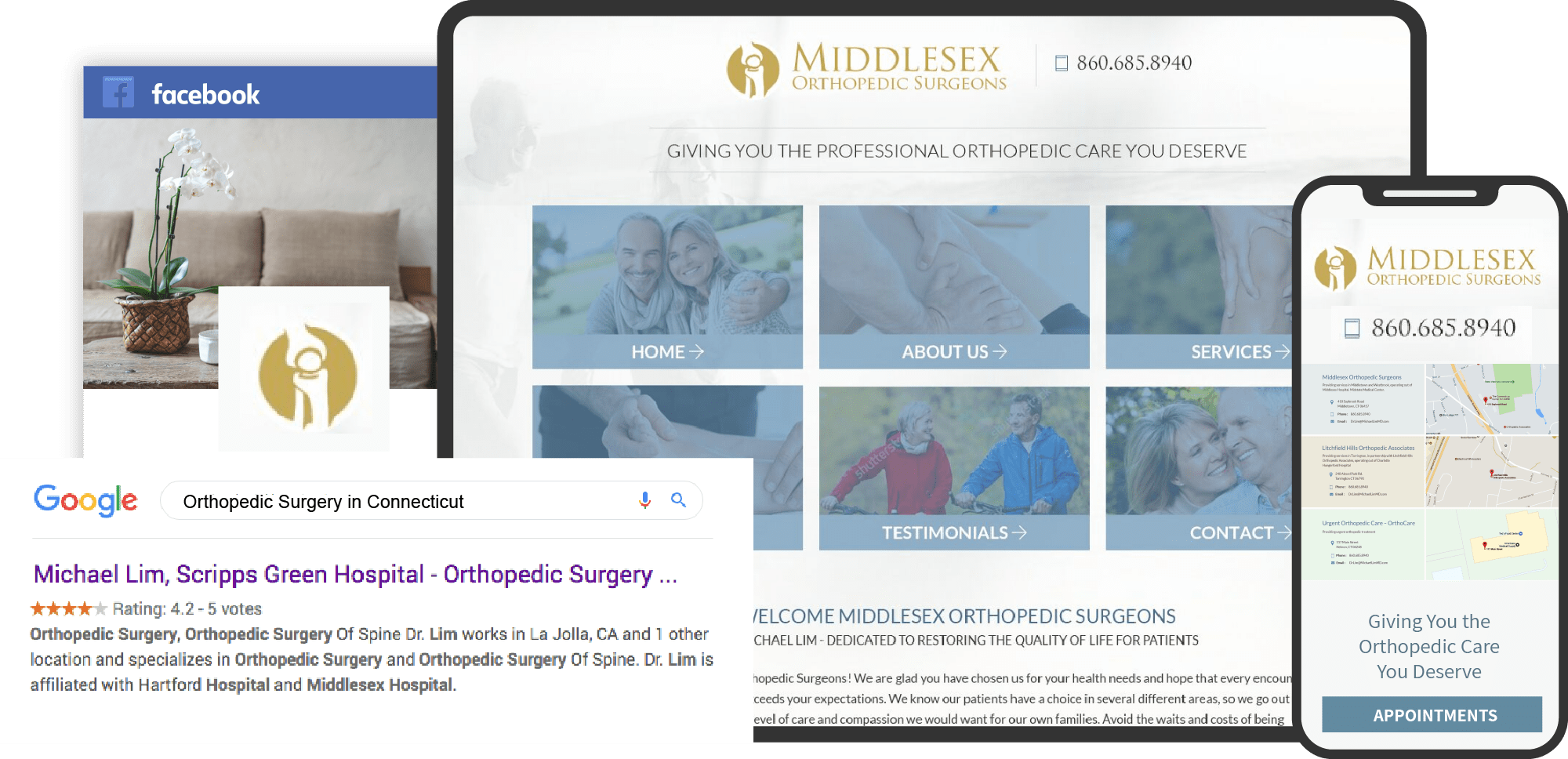 Middlesex Orthopedics Website on Multiple Devices Custom Featured Image