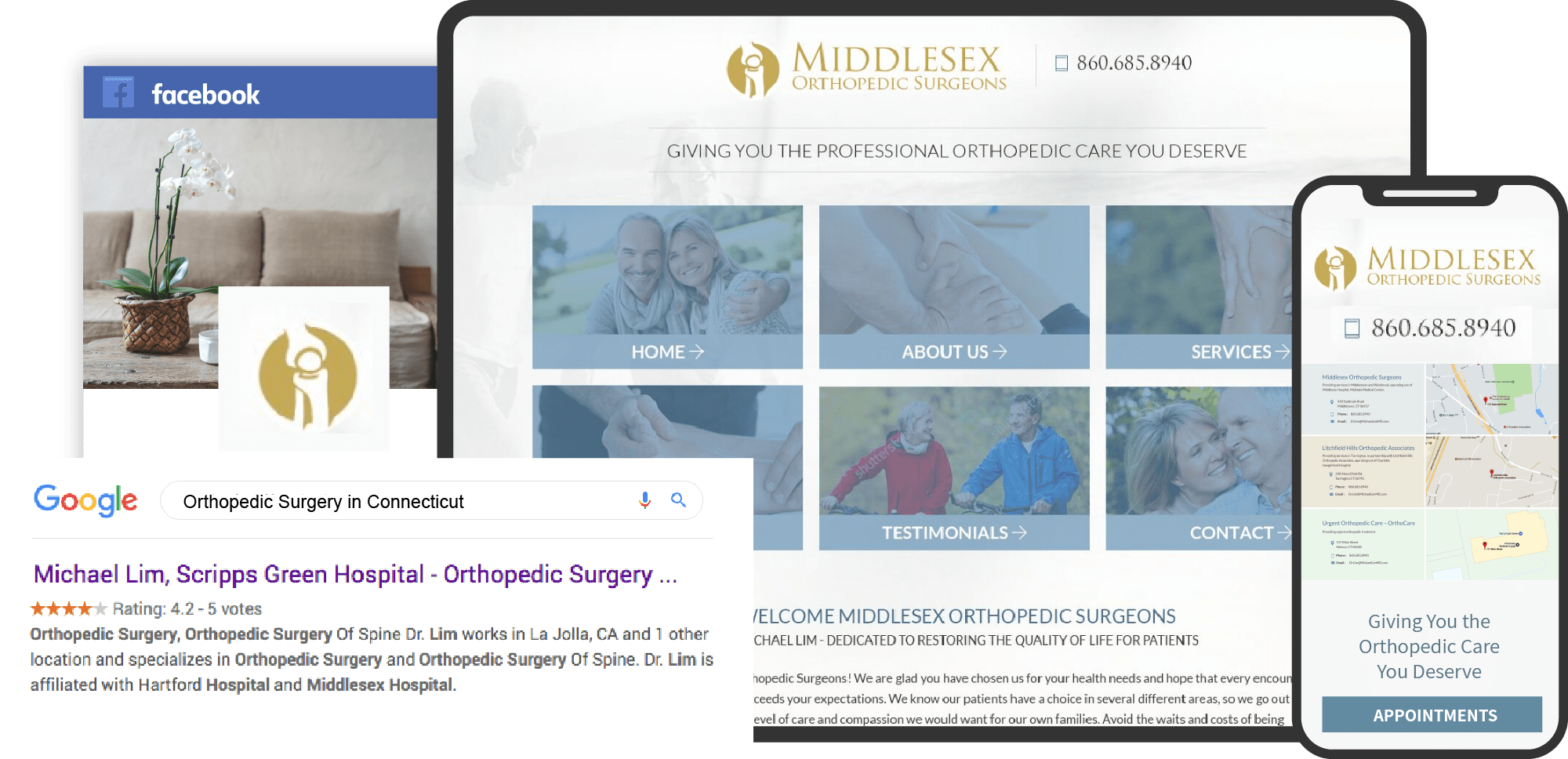 Middlesex Orthopedics Website on Multiple Devices Custom Featured Image