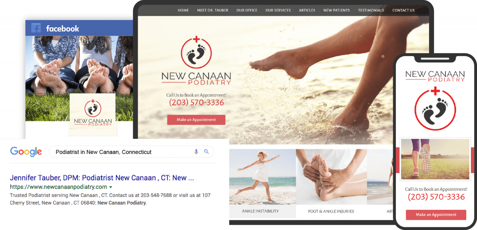 New Canaan Podiatry Website on Multiple Devices Custom Featured Image
