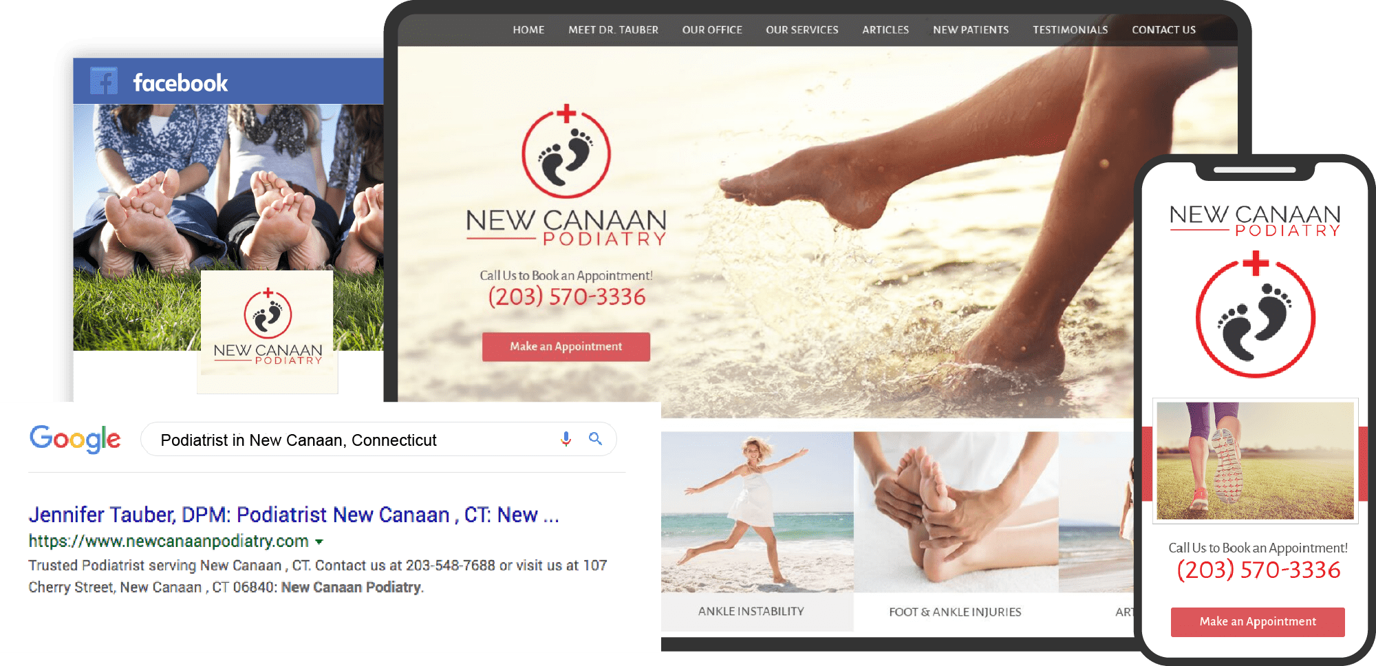 New Canaan Podiatry Website on Multiple Devices Custom Featured Image