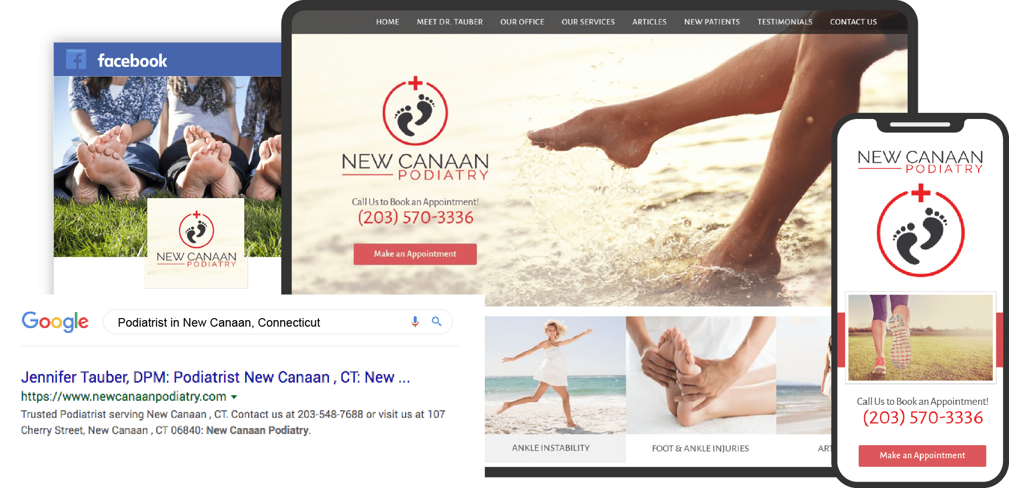 New Canaan Podiatry Website on Multiple Devices Custom Featured Image