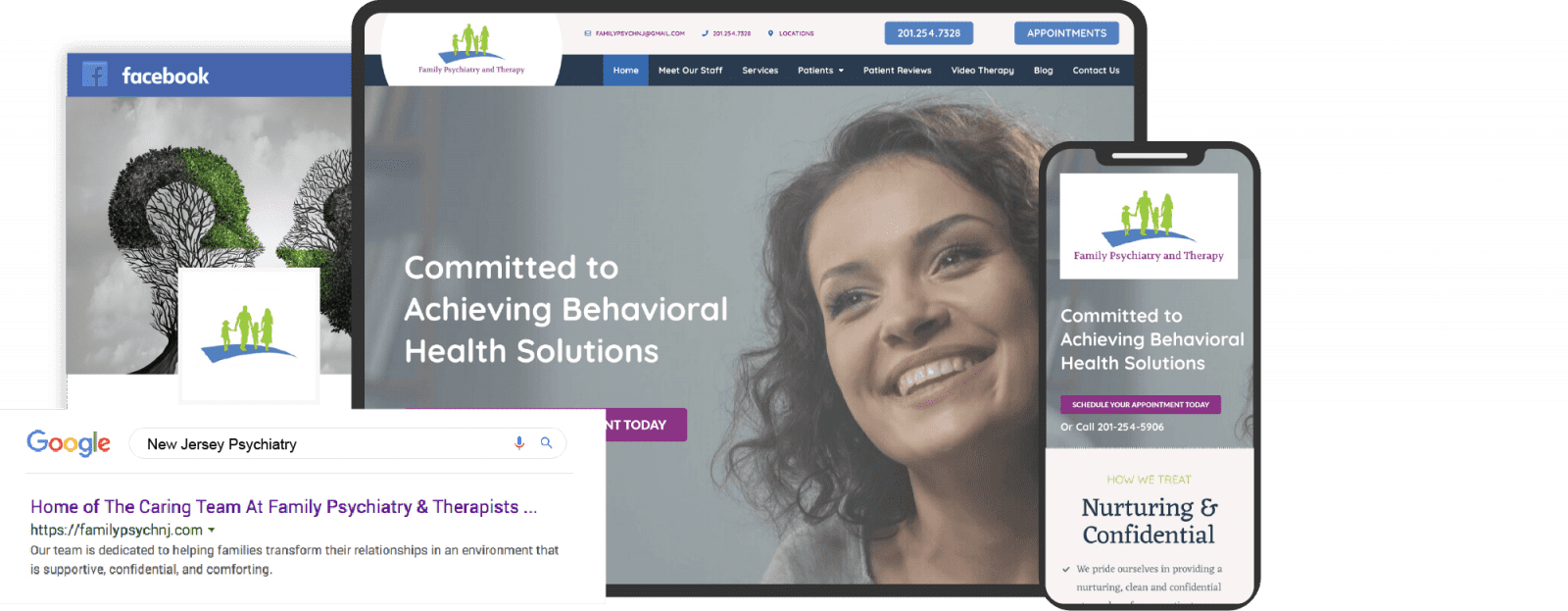 Family Psychiatry of New Jersey Website on Multiple Devices