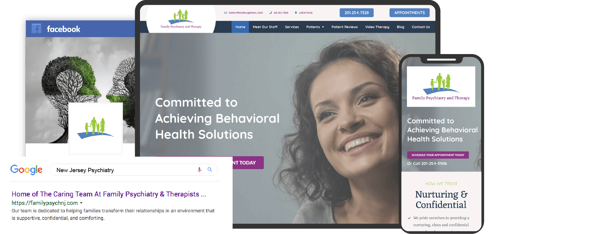 Family Psychiatry of New Jersey Website on Multiple Devices