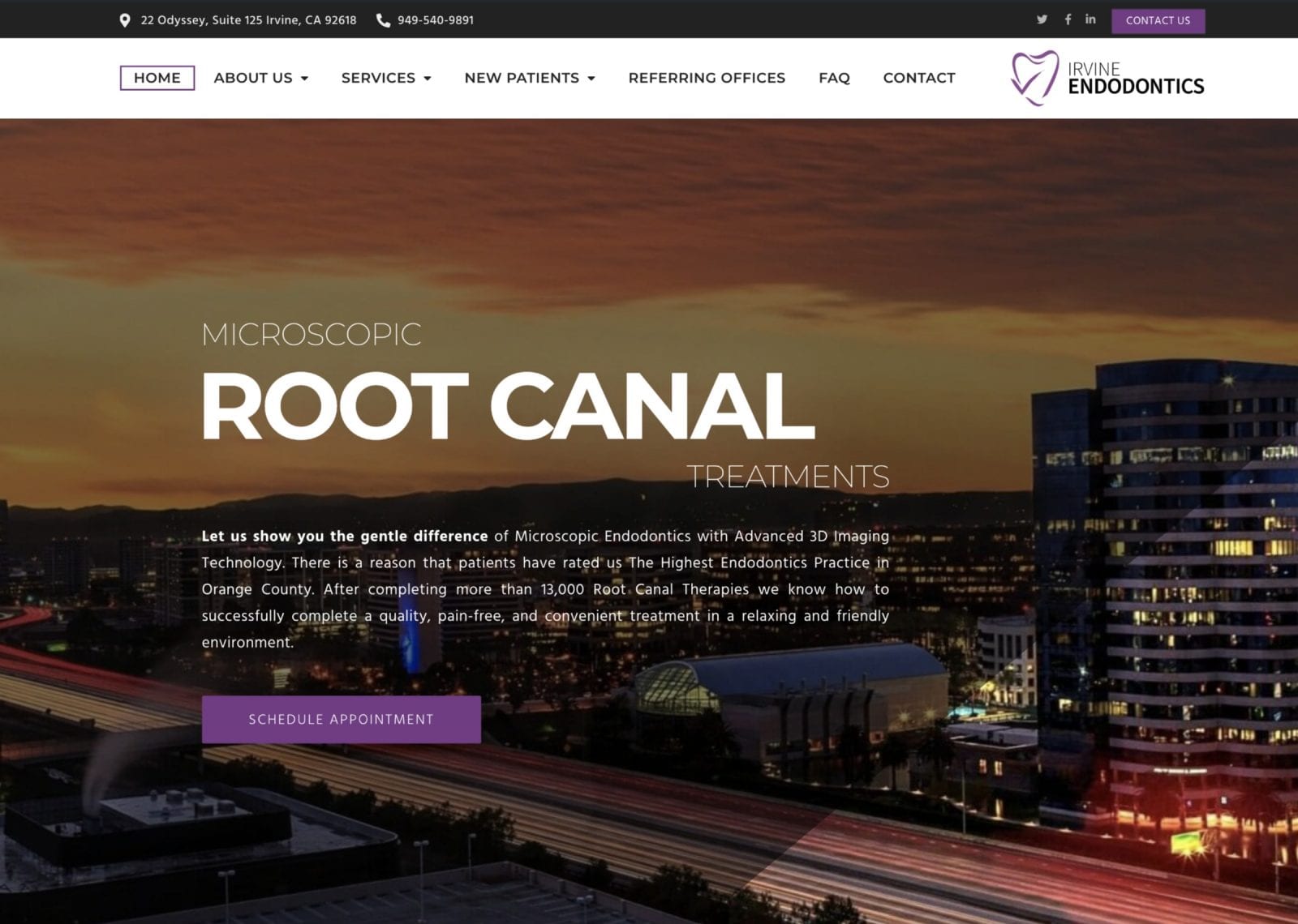 Irvine Endodontics Website Screenshot Large