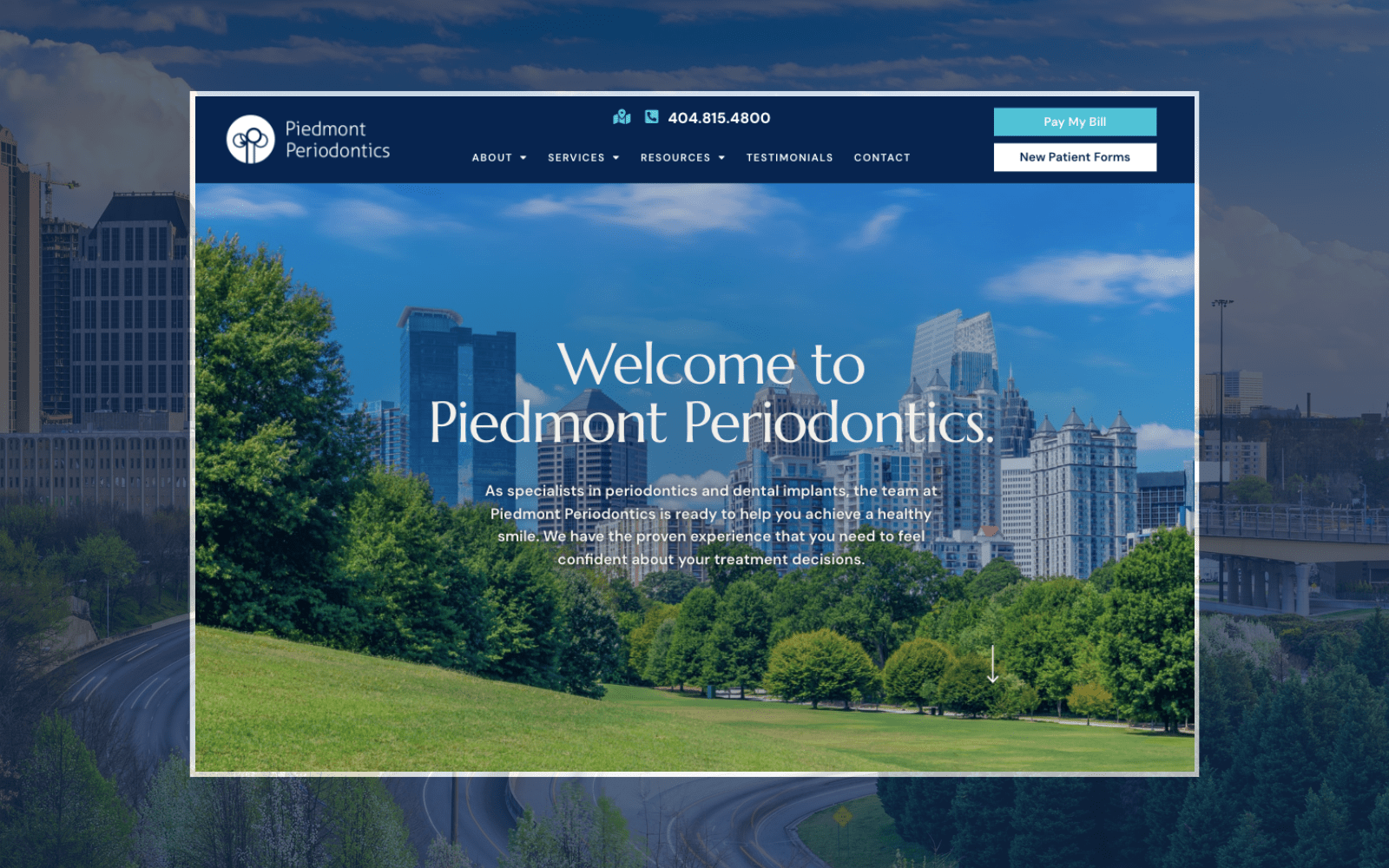 Pediatric dentistry website design featuring colorful graphics and user-friendly layout.
