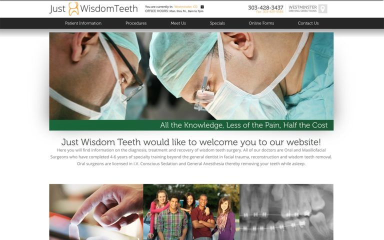Just Wisdom Teeth Old Website Design