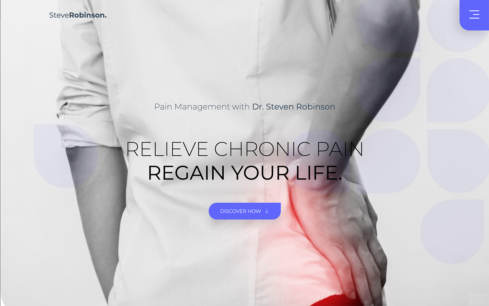 Dr. Steven Robinson Pain management website by o360