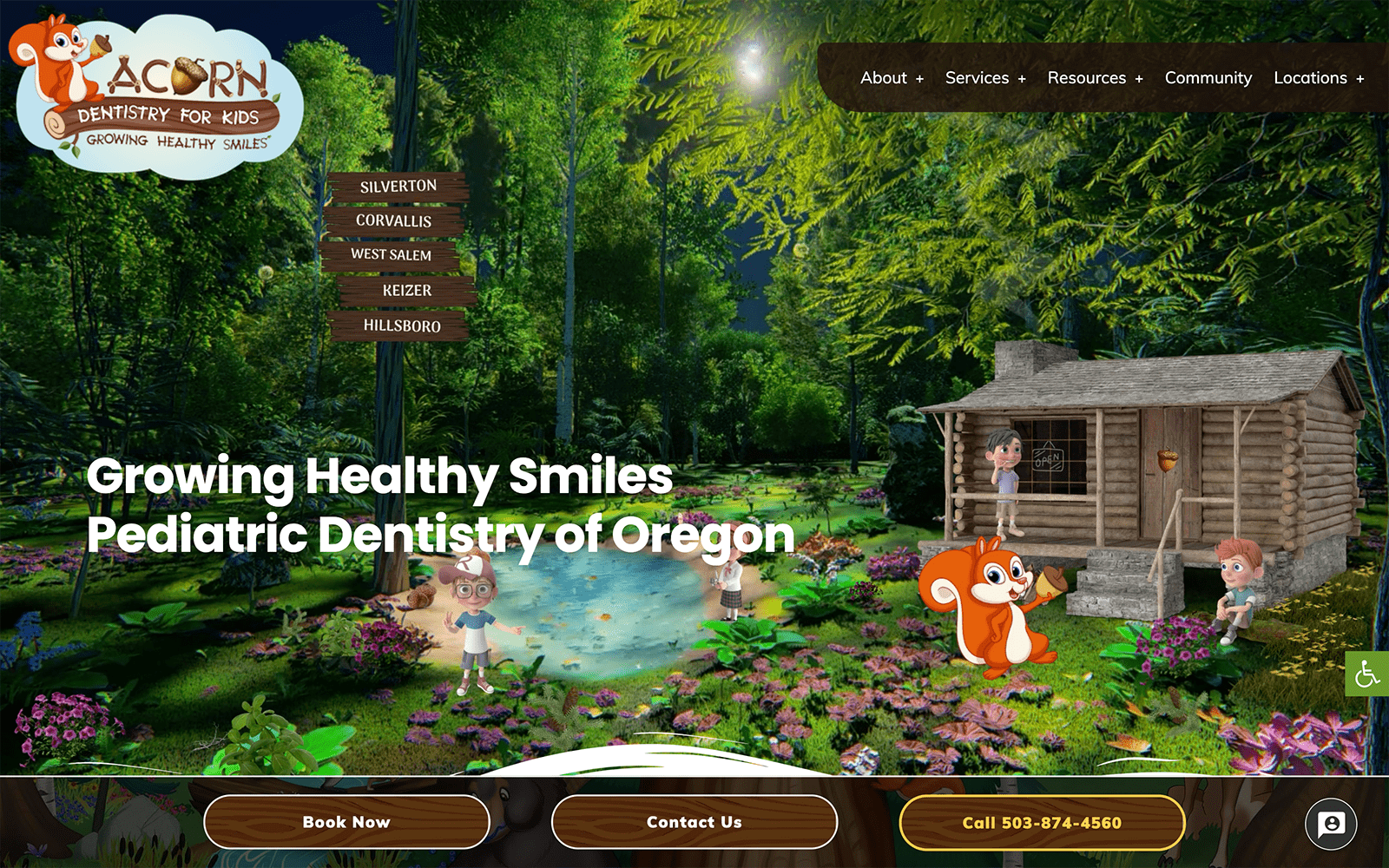 Acorn Dentistry for Kids Website Screenshot