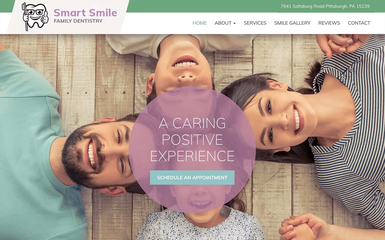 Family Friendly website using green and purples
