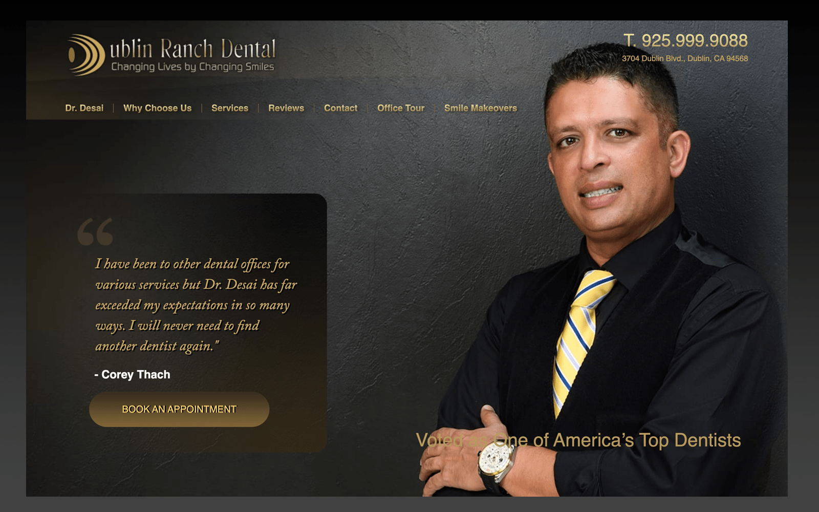 Black and Gold Website with Doctor Photo