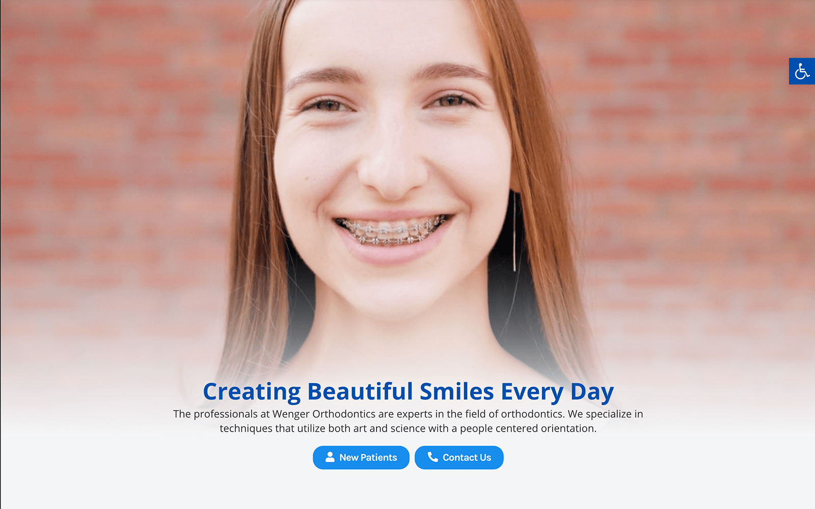 Wenger Ortho Website Screenshot - GIrl with BRaces