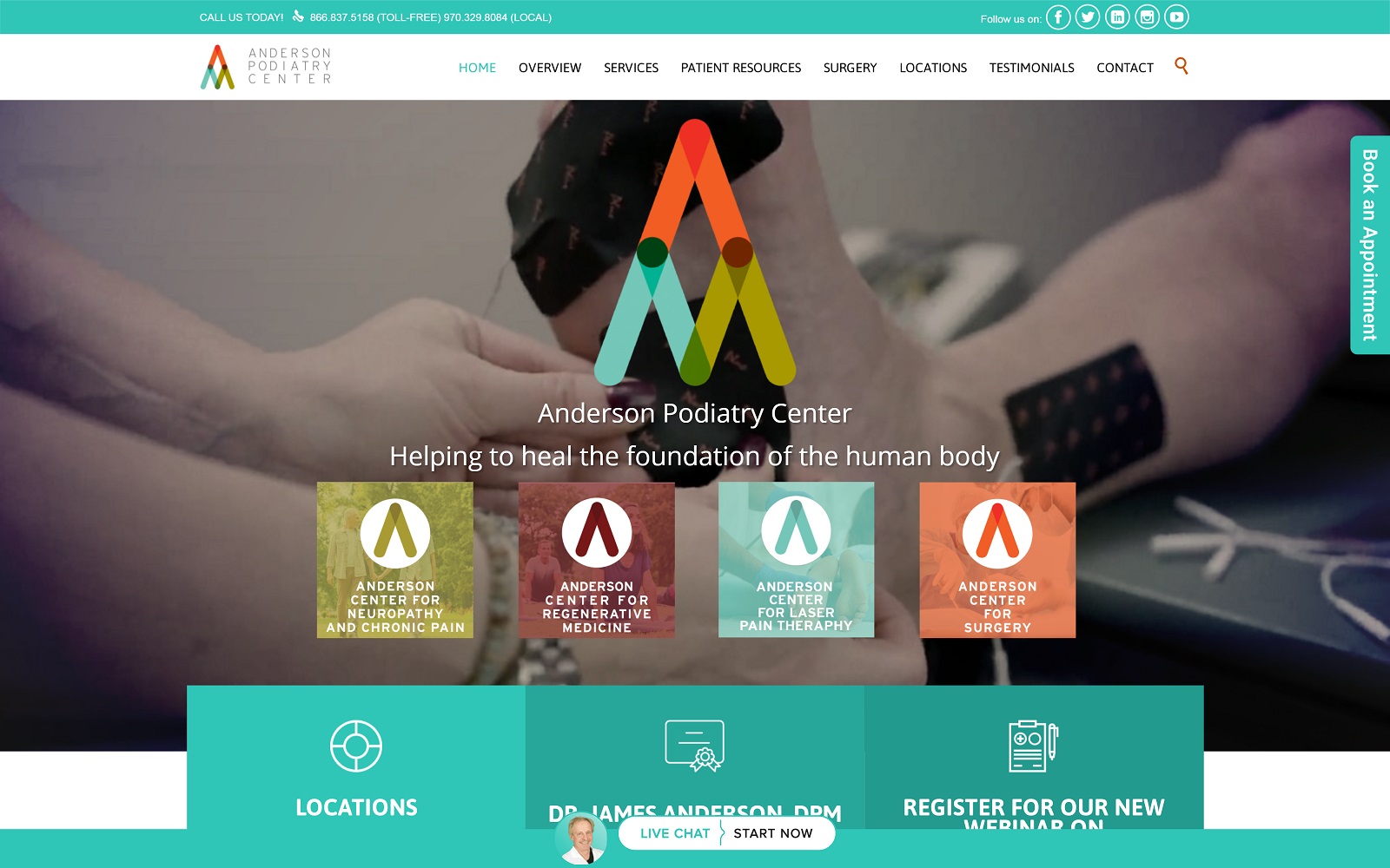 Anderson Podiatry Center Website Screenshot