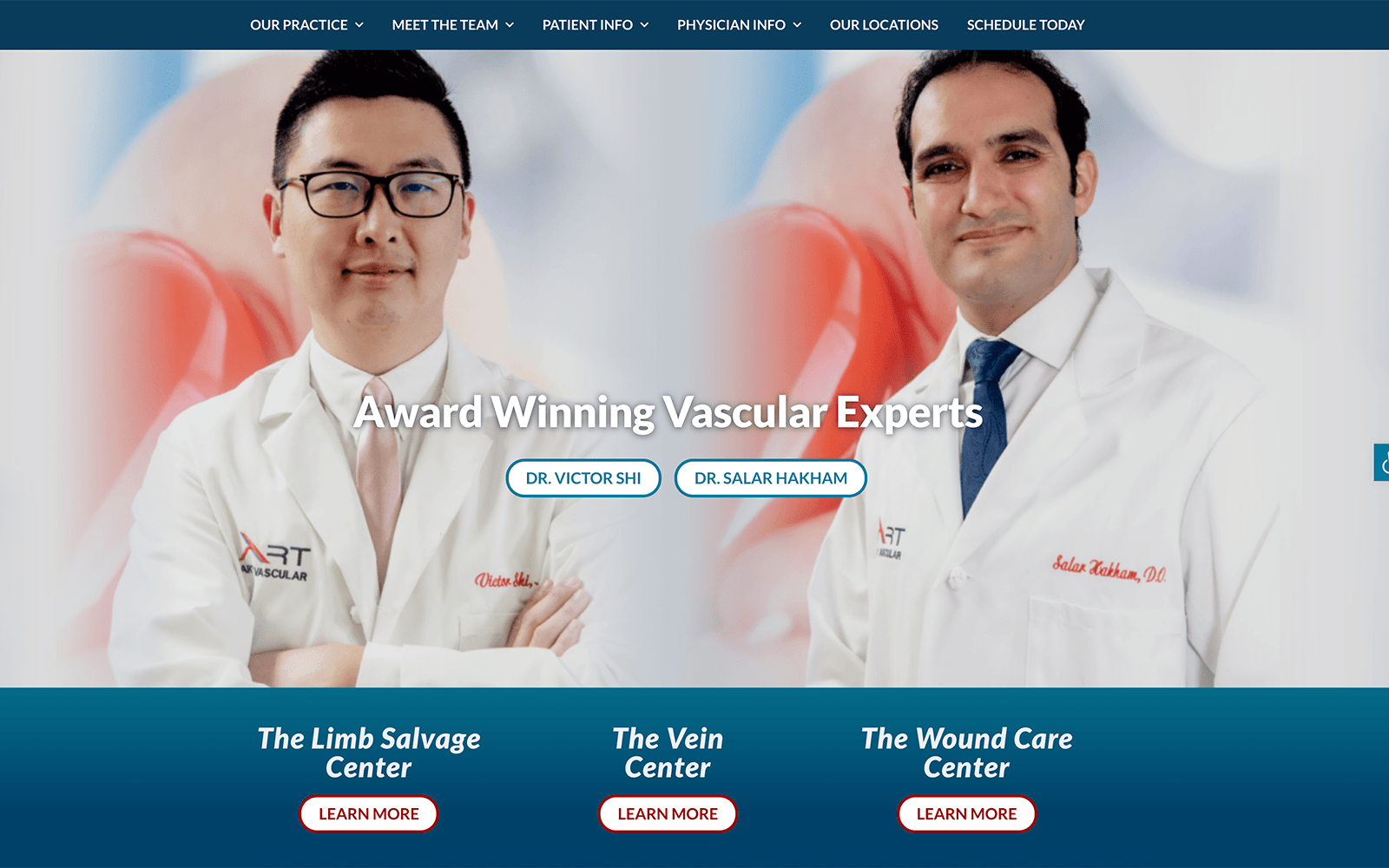 Art Vascular Website Screenshot of Two Doctors