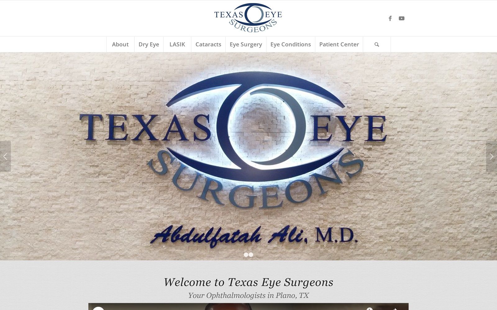 screenshot of an optometry website