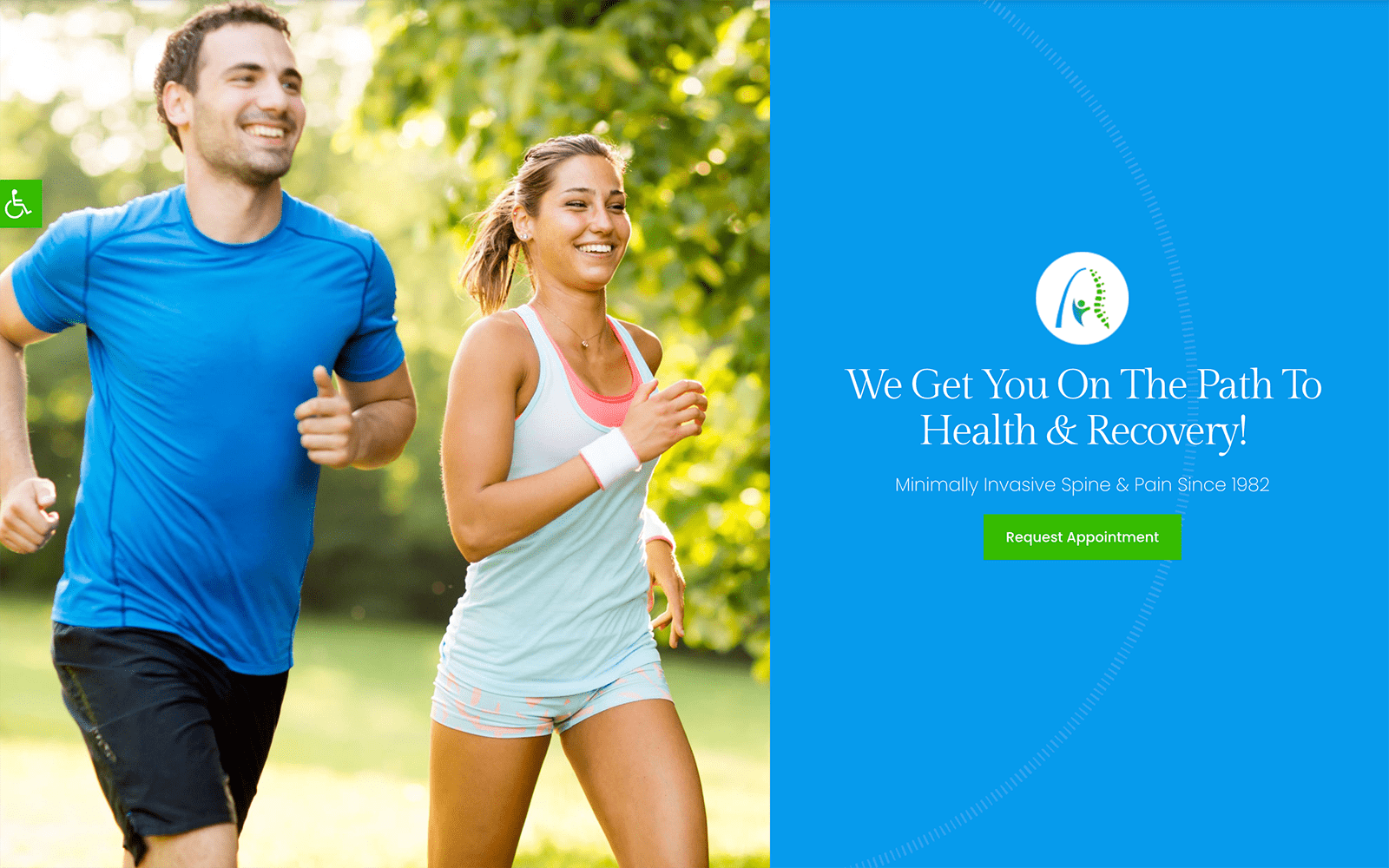 Bright Blue Website Showing couple running