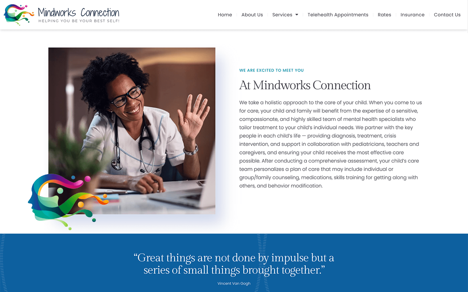 White and Blue Mental Health Website