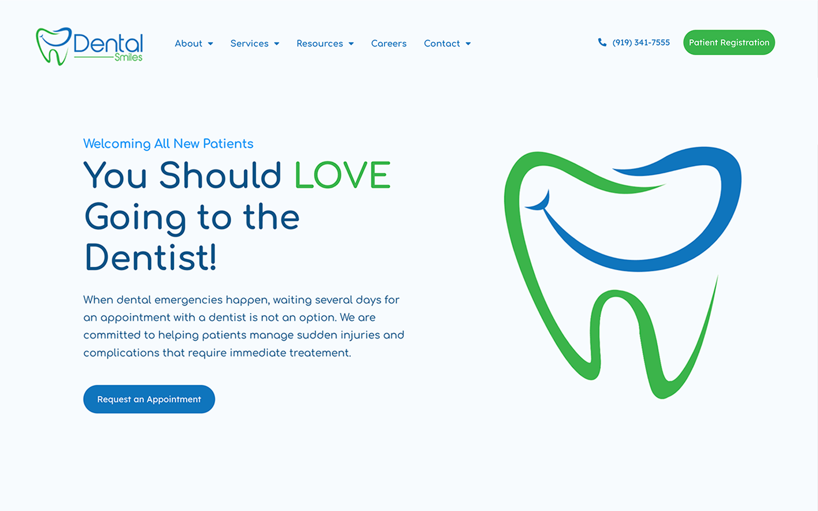 Blue and Green Dental Website