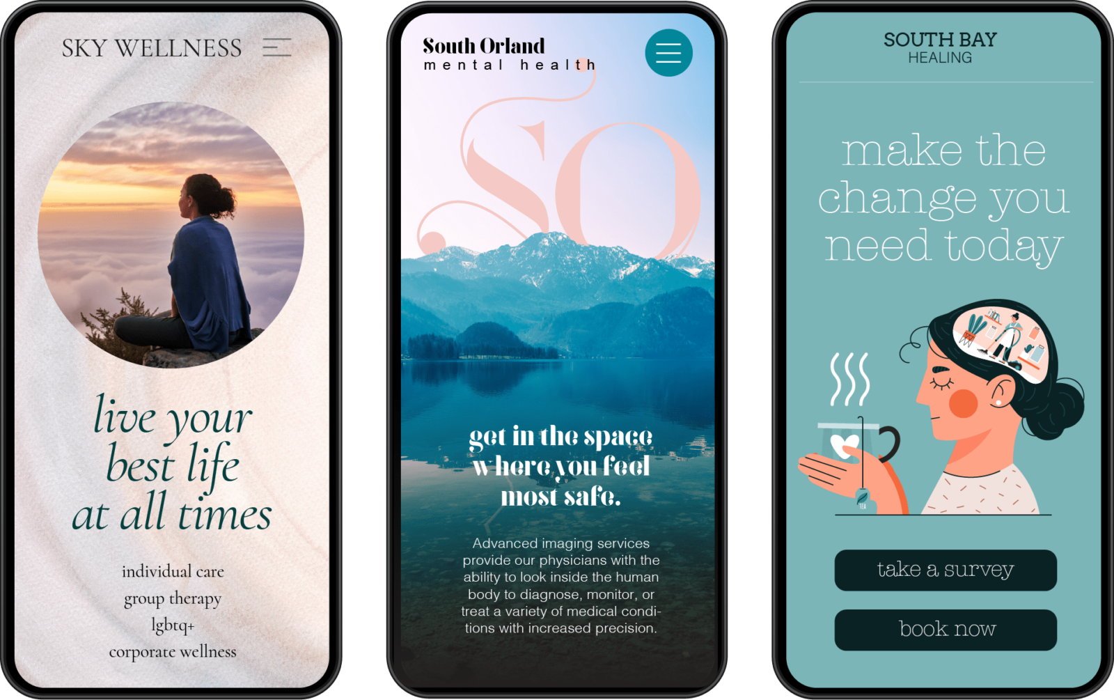 Three Phones With Mental Health Websites