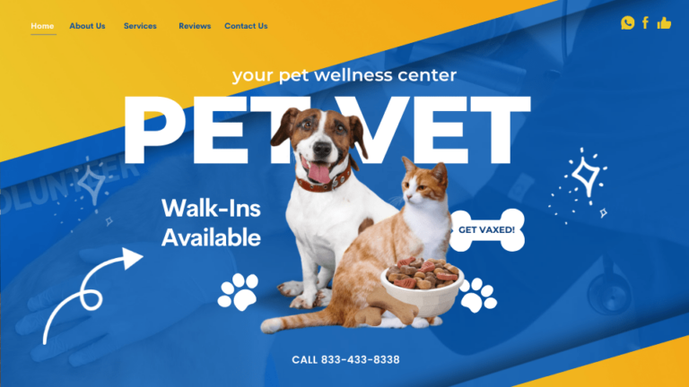 Blue And Yellow Veterinary Website