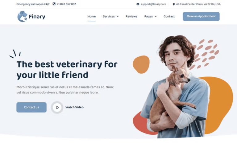 Light Blue Veterinary Website