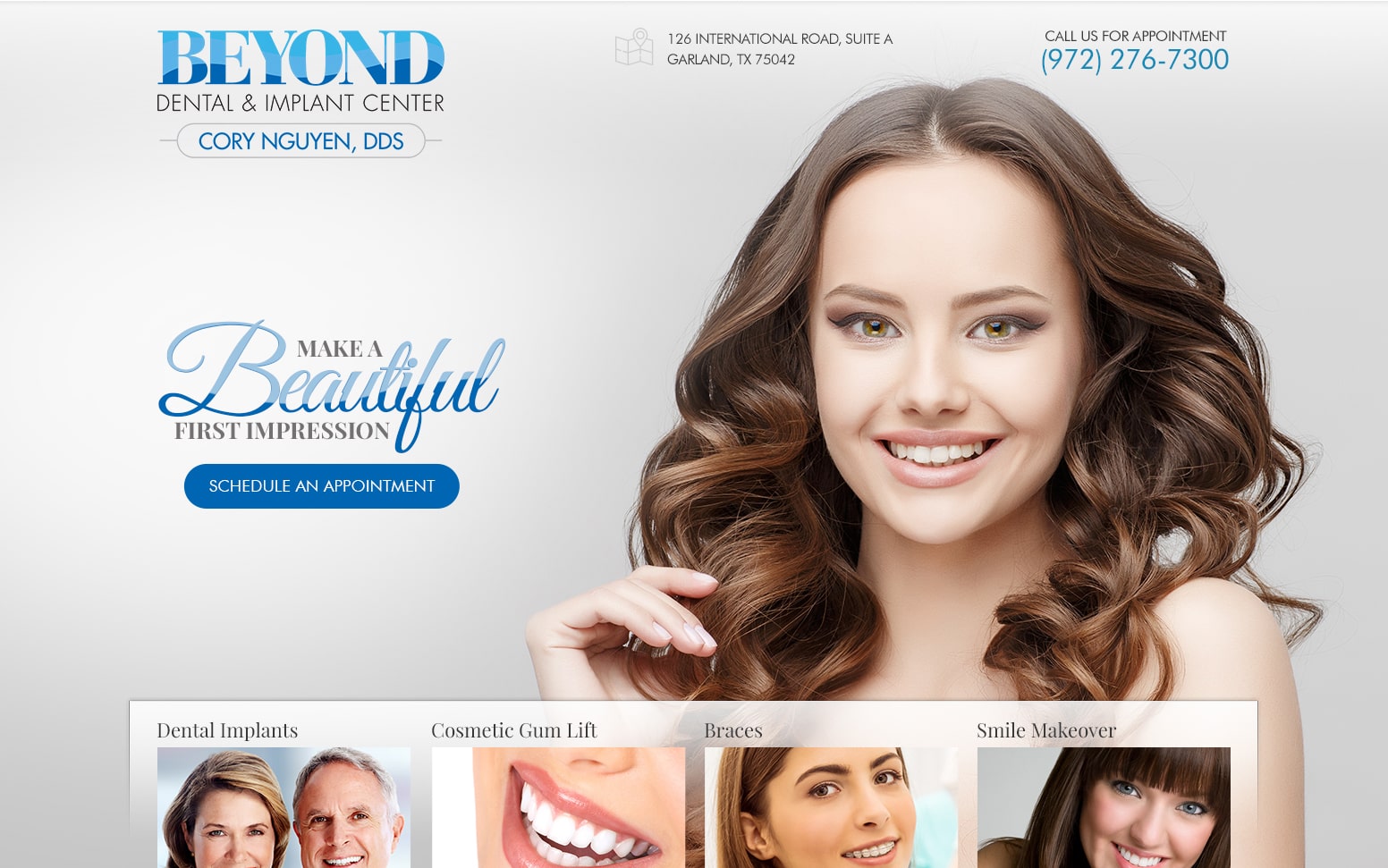 White Website with Brunette Woman SMiling designed by o360