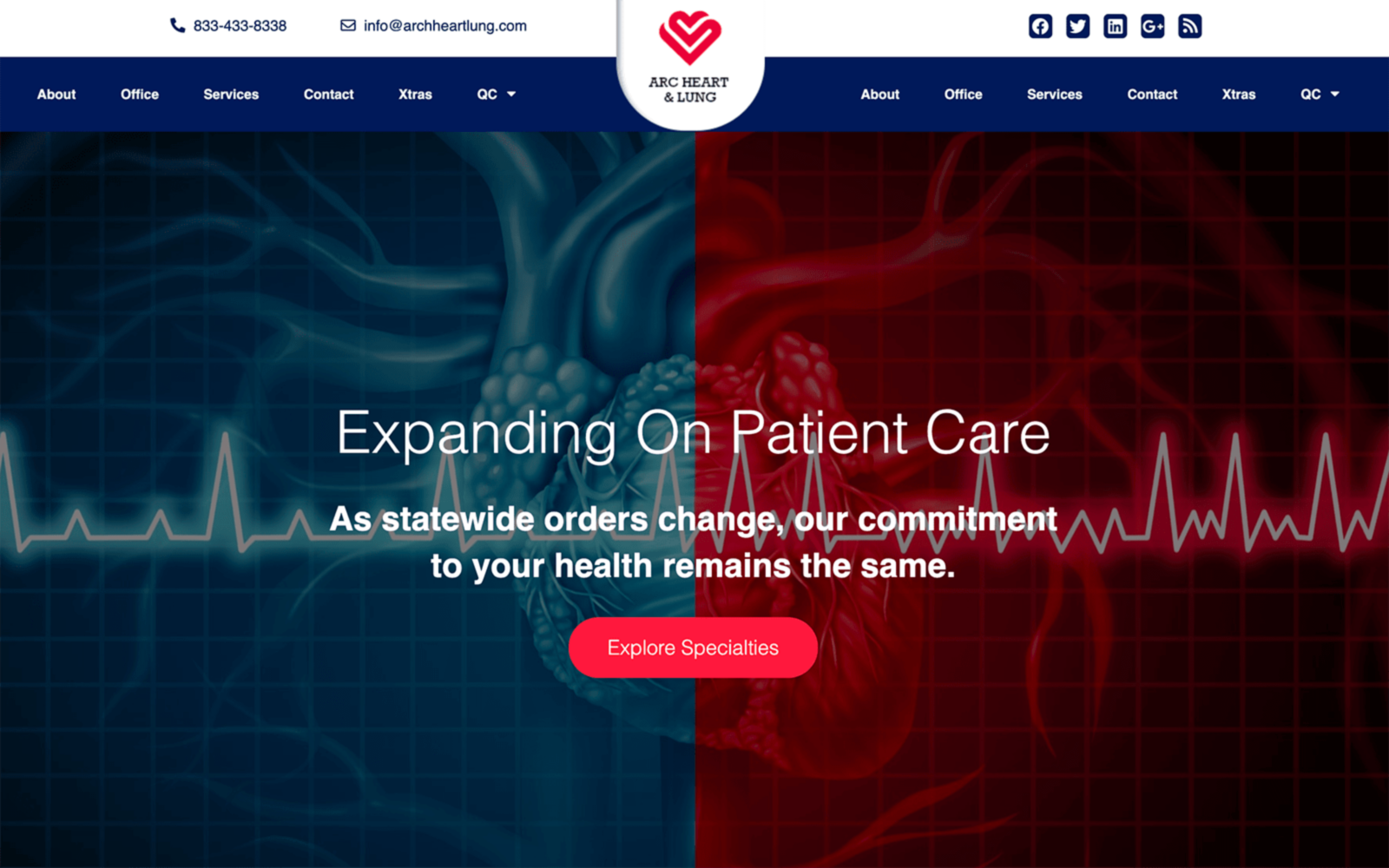 Blue and Red Healthcare Website
