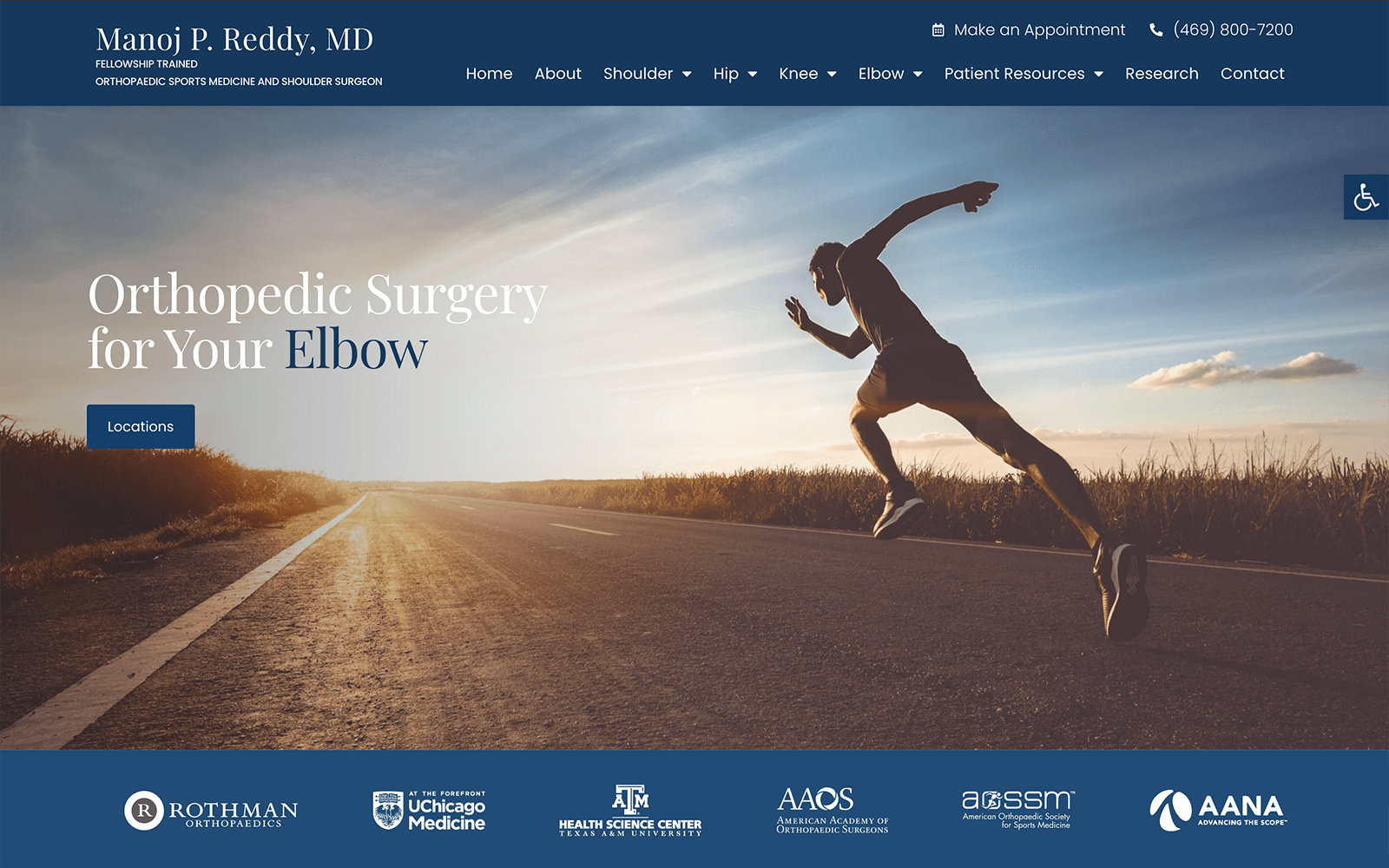 Blue Website with Man Running Photo