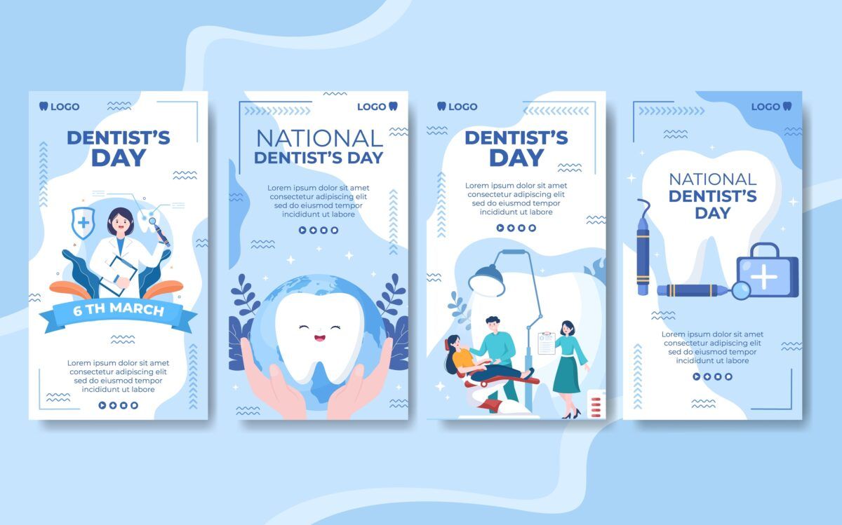Dentist,Day,Stories,Template,Flat,Dental,Design,Illustration,Editable,Of