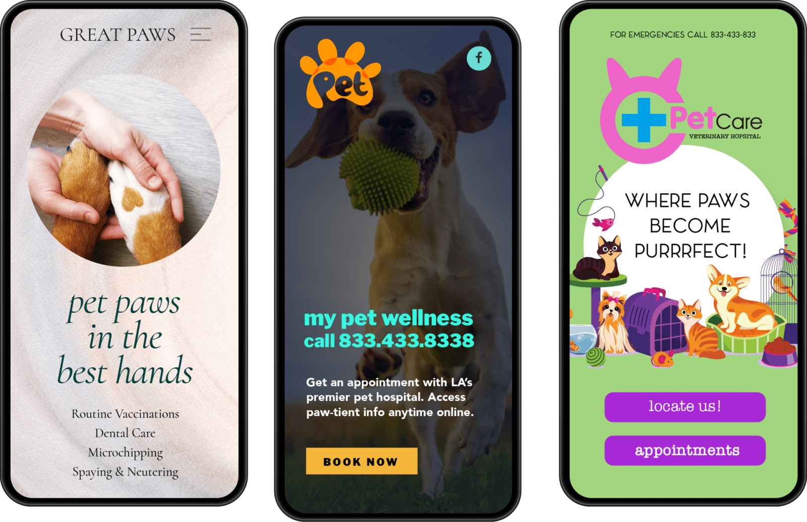 Mobile Website Examples Of Three Veterinary Practices