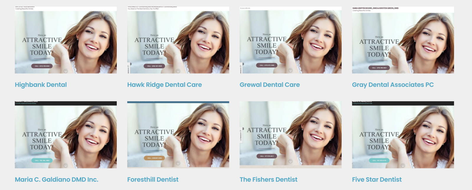 Examples Of Template Websites Of Eight Dentists